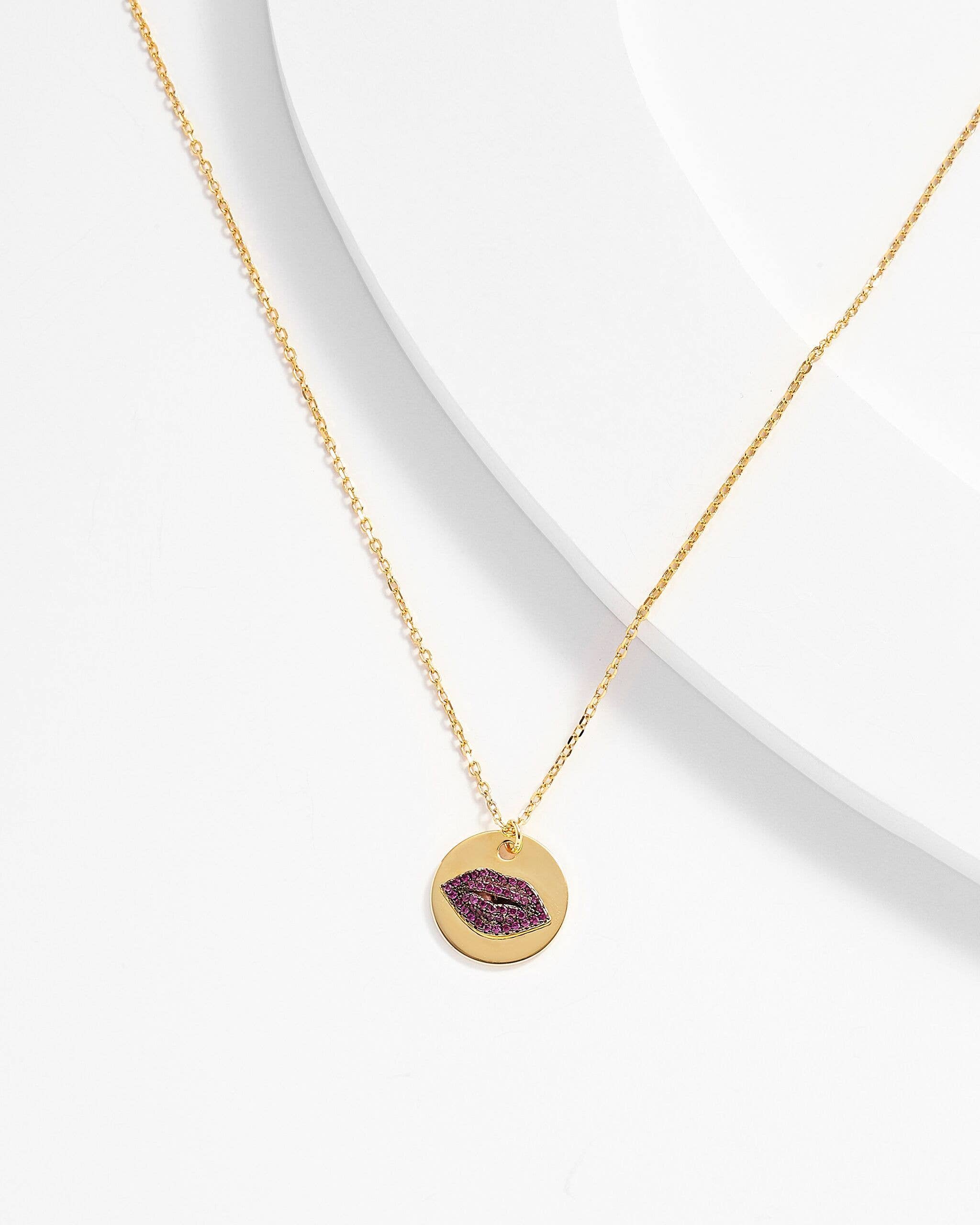 Red-M Shape Moon And Lola-Adele Gold Necklace 
